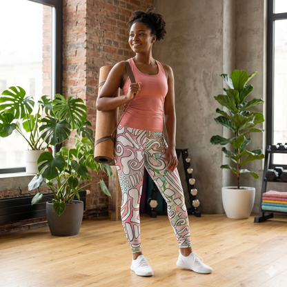 Plus Size Abstract Pink Doodle Leggings - Lisa© by Brandy Young — All-Over Print Comfort