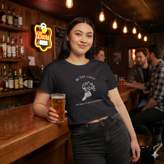 Be the Light You Want To See In The World - Moltov Cocktail - Protest Crop Top — Women’s Boho Graphic Crop Tee