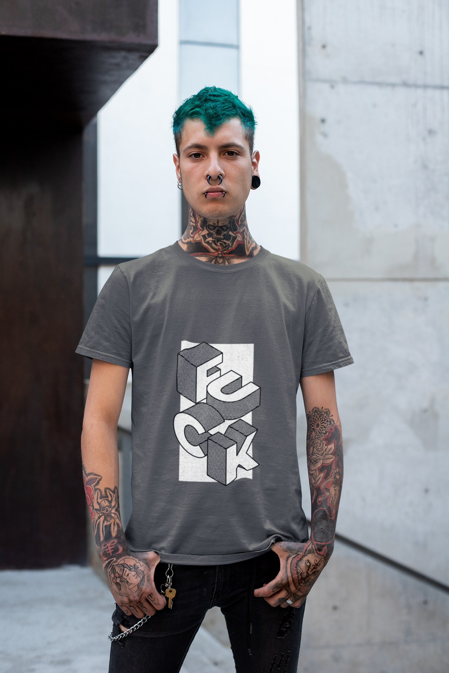 F*ck Block Letter Recycled Tee — Olive Graphic Streetwear Tee