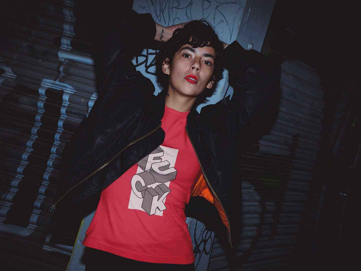 F*ck Block Letter Recycled Tee — Olive Graphic Streetwear Tee