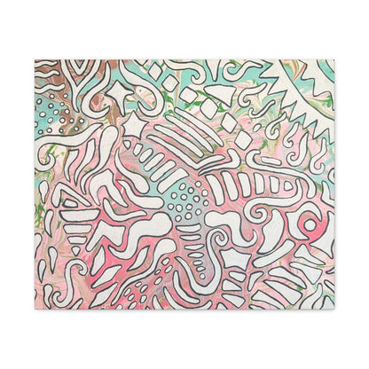 Lisa© by Brandy Young - Abstract Pastel Doodle Canvas Print – Pink & Mint Stretched Wall Art