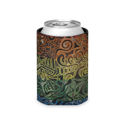 Can Cooler - Gabriella© by Brandy Young — Rainbow Tribal Swirl Neoprene Koozie