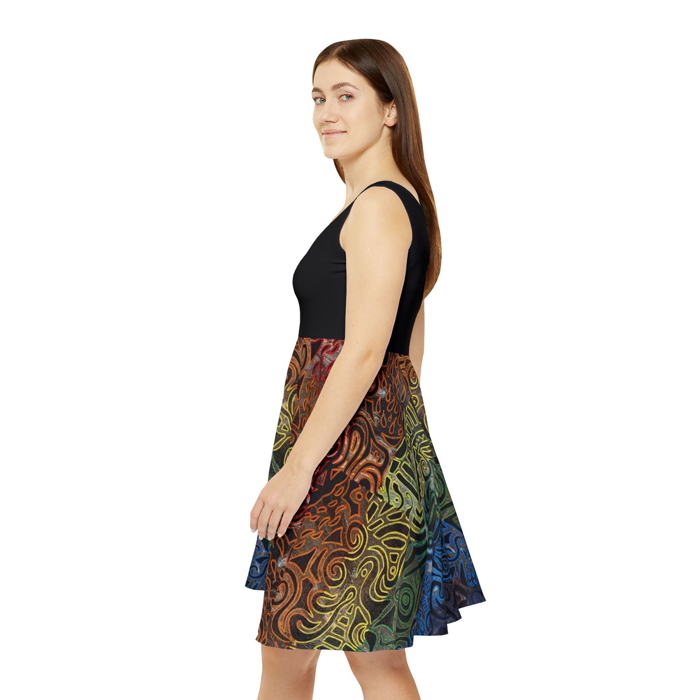 Tribal Rainbow Skater Dress - Gabriella© by Brandy Young — Boho Aztec Print Dress