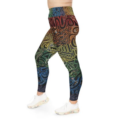 Plus Size Leggings — Gabriella© by Brandy Young -  Colorful Tribal Swirl All-Over Print