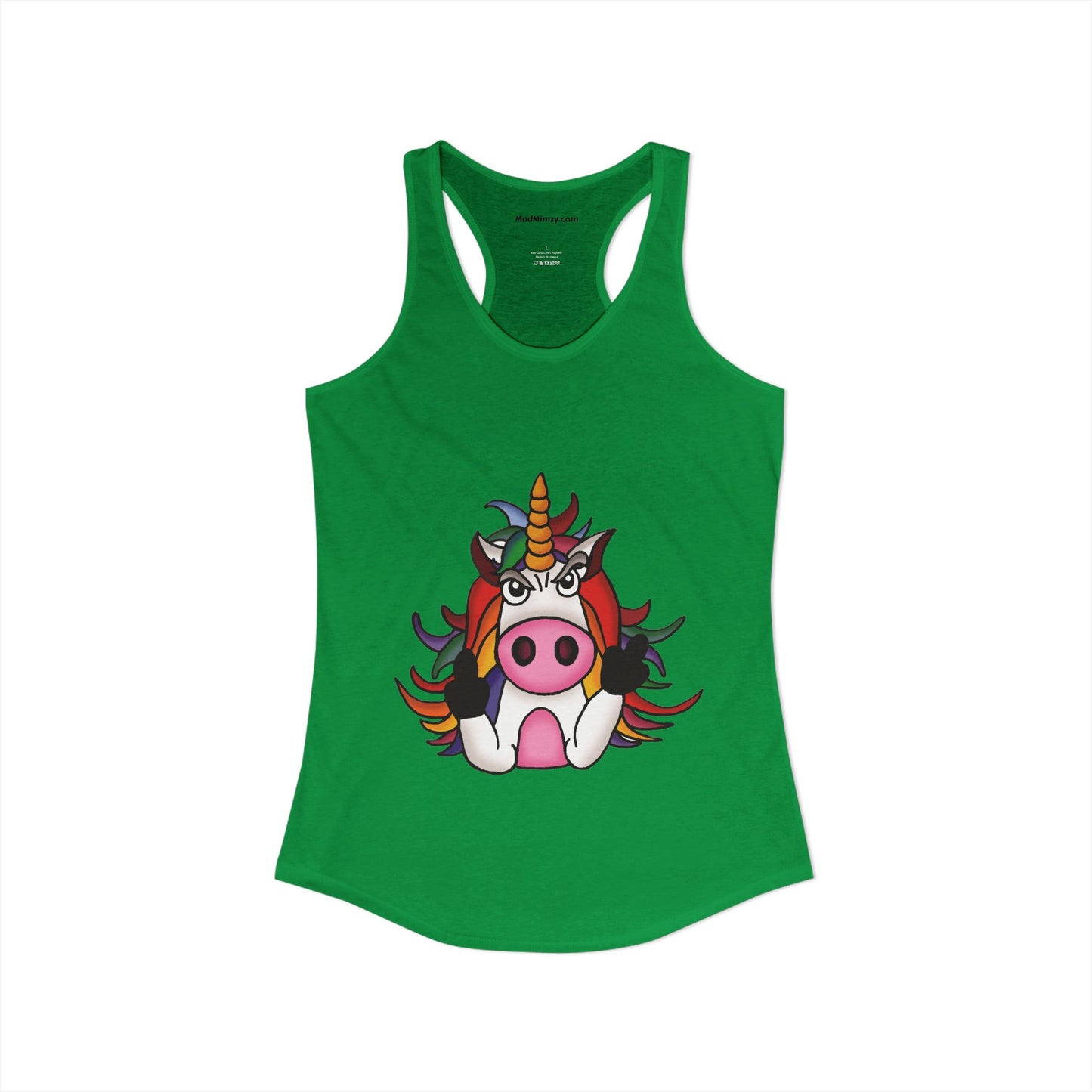 Magically Over It - Unicorn Giving the Finger - Ideal Racerback Tank