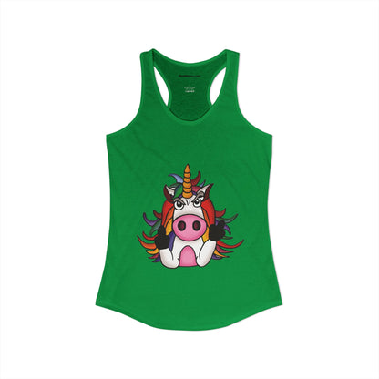 Magically Over It - Unicorn Giving the Finger - Ideal Racerback Tank