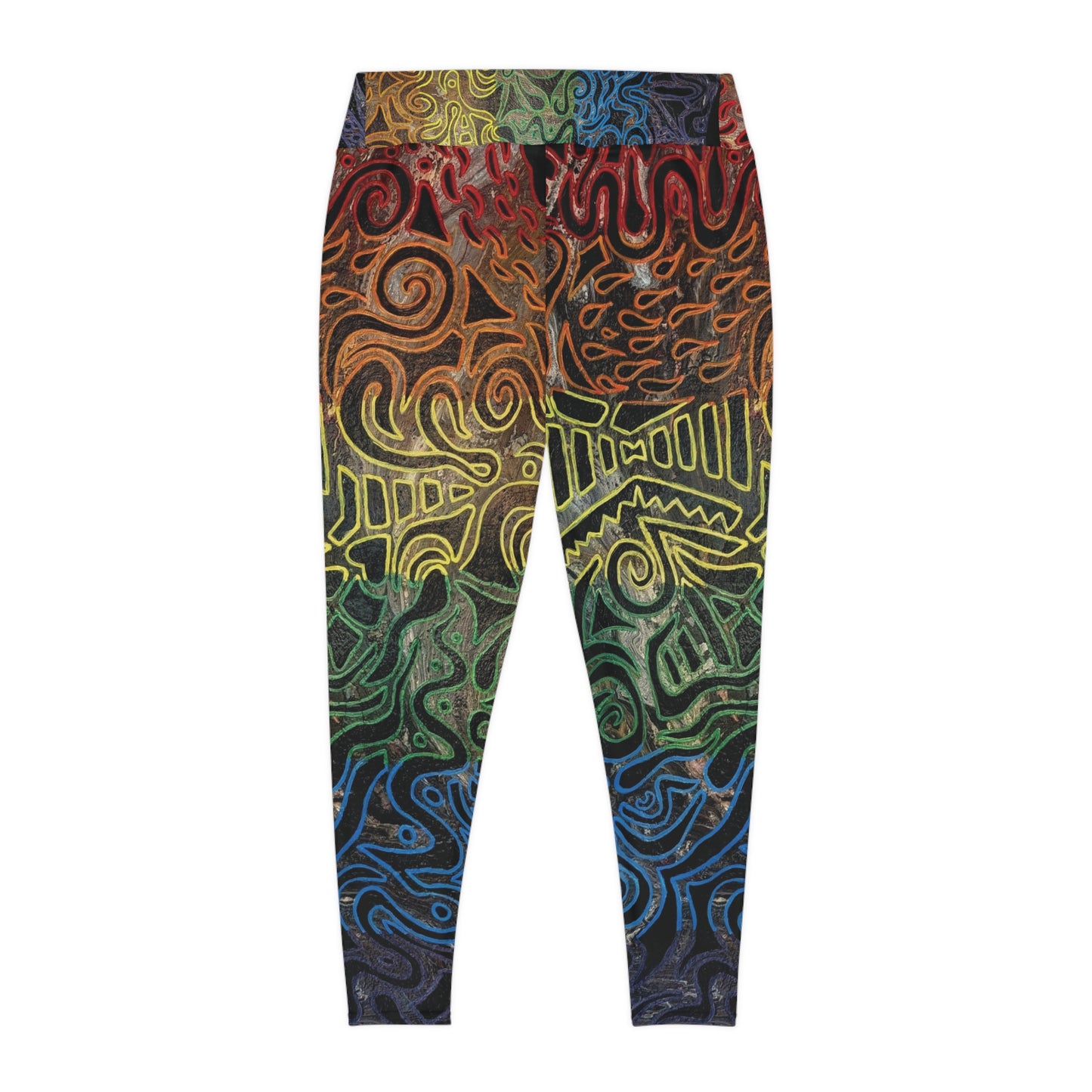 Plus Size Leggings — Gabriella© by Brandy Young -  Colorful Tribal Swirl All-Over Print