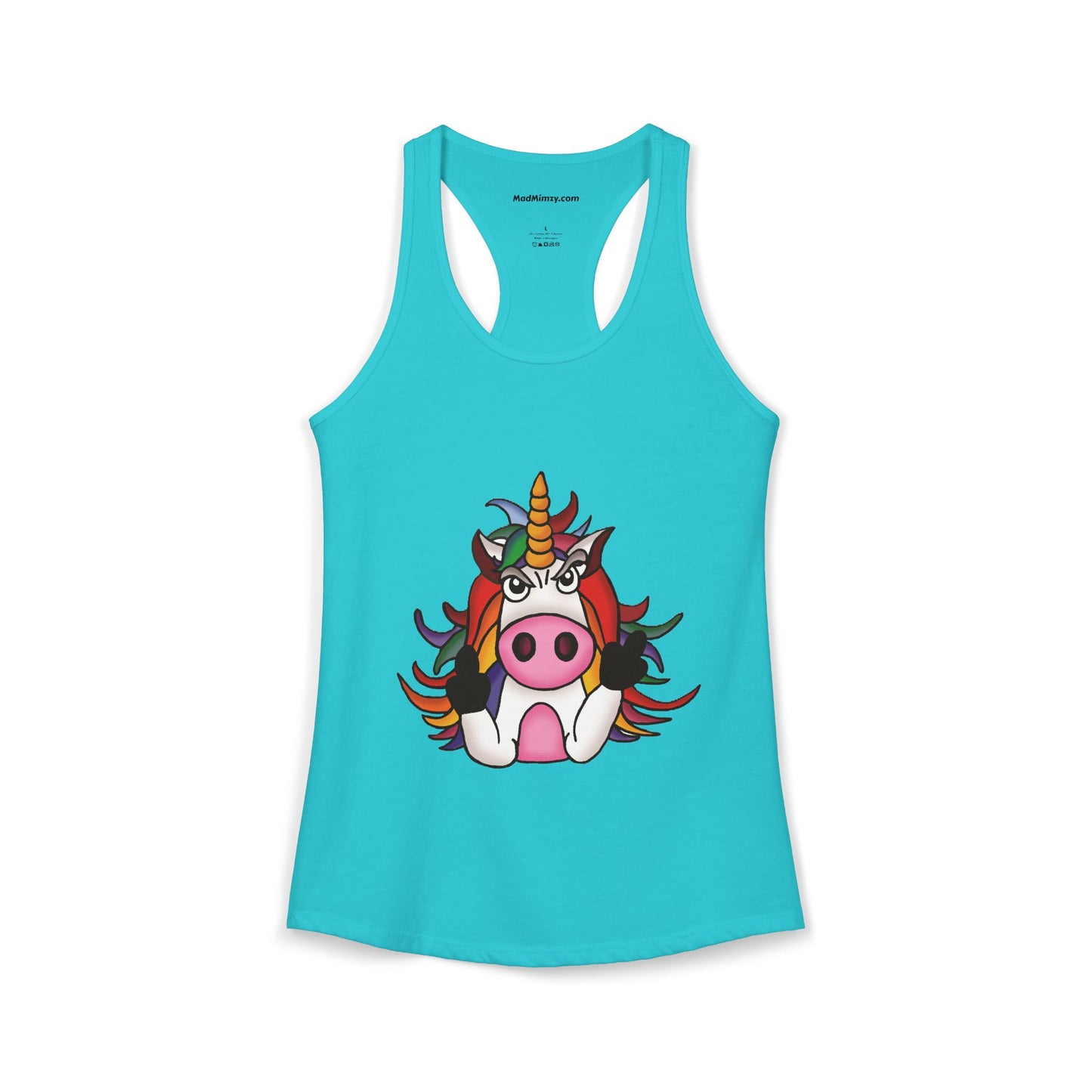Magically Over It - Unicorn Giving the Finger - Ideal Racerback Tank