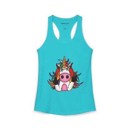 Magically Over It - Unicorn Giving the Finger - Ideal Racerback Tank