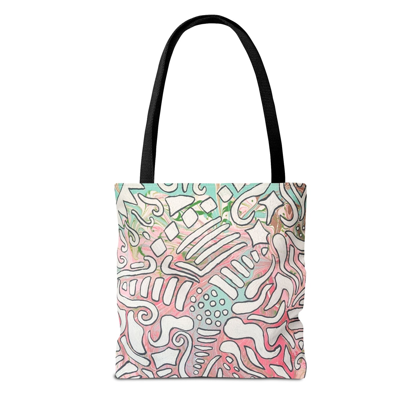 Abstract Coral Reef Pattern Tote Bag - Lisa© by Brandy Young — Pastel Ocean-Inspired All-Over Print