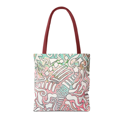 Abstract Coral Reef Pattern Tote Bag - Lisa© by Brandy Young — Pastel Ocean-Inspired All-Over Print