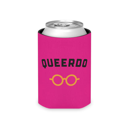 Queerdo Can Cooler – Pink Koozie with Retro Glasses Graphic