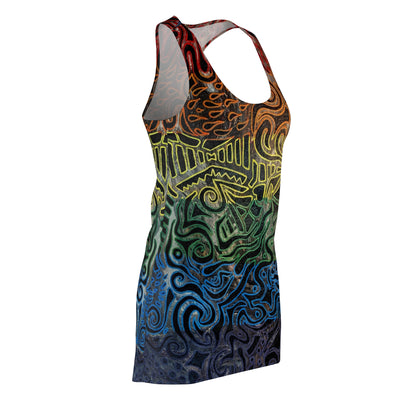 Racerback Dress - Gabriella© by Brandy Young — Rainbow Tribal Swirl All-Over Print