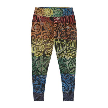 Plus Size Leggings — Gabriella© by Brandy Young -  Colorful Tribal Swirl All-Over Print