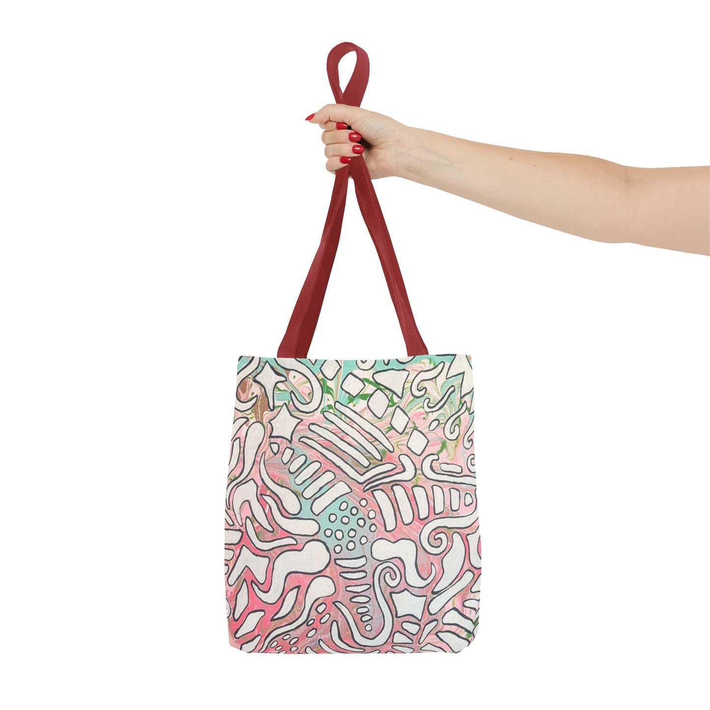 Abstract Coral Reef Pattern Tote Bag - Lisa© by Brandy Young — Pastel Ocean-Inspired All-Over Print