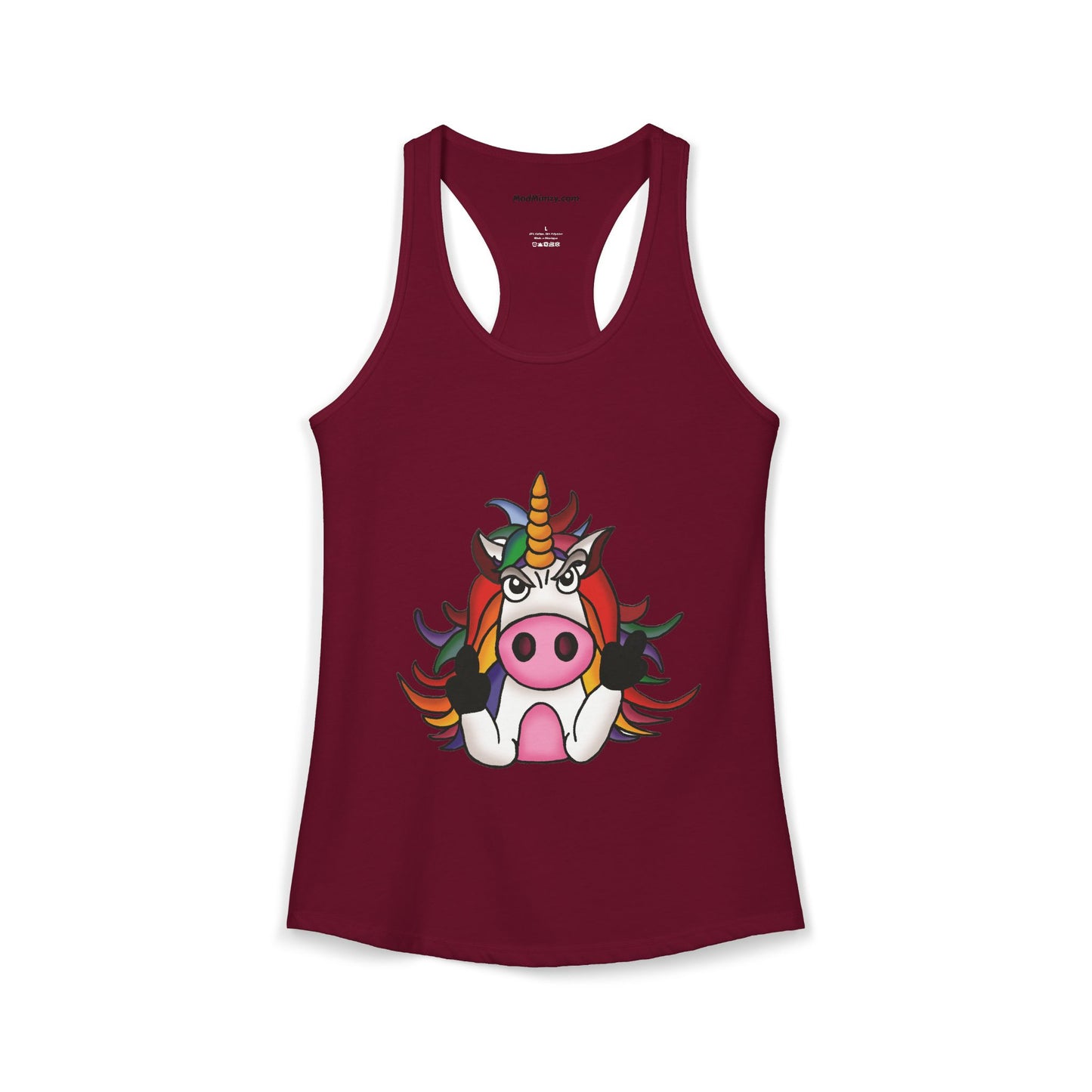 Magically Over It - Unicorn Giving the Finger - Ideal Racerback Tank
