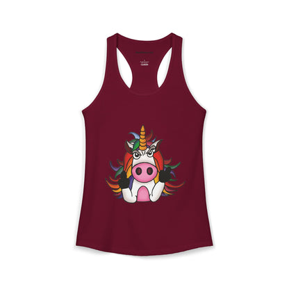 Magically Over It - Unicorn Giving the Finger - Ideal Racerback Tank