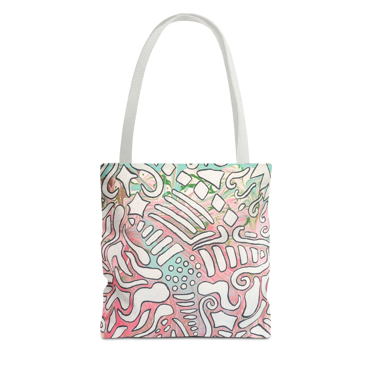 Abstract Coral Reef Pattern Tote Bag - Lisa© by Brandy Young — Pastel Ocean-Inspired All-Over Print