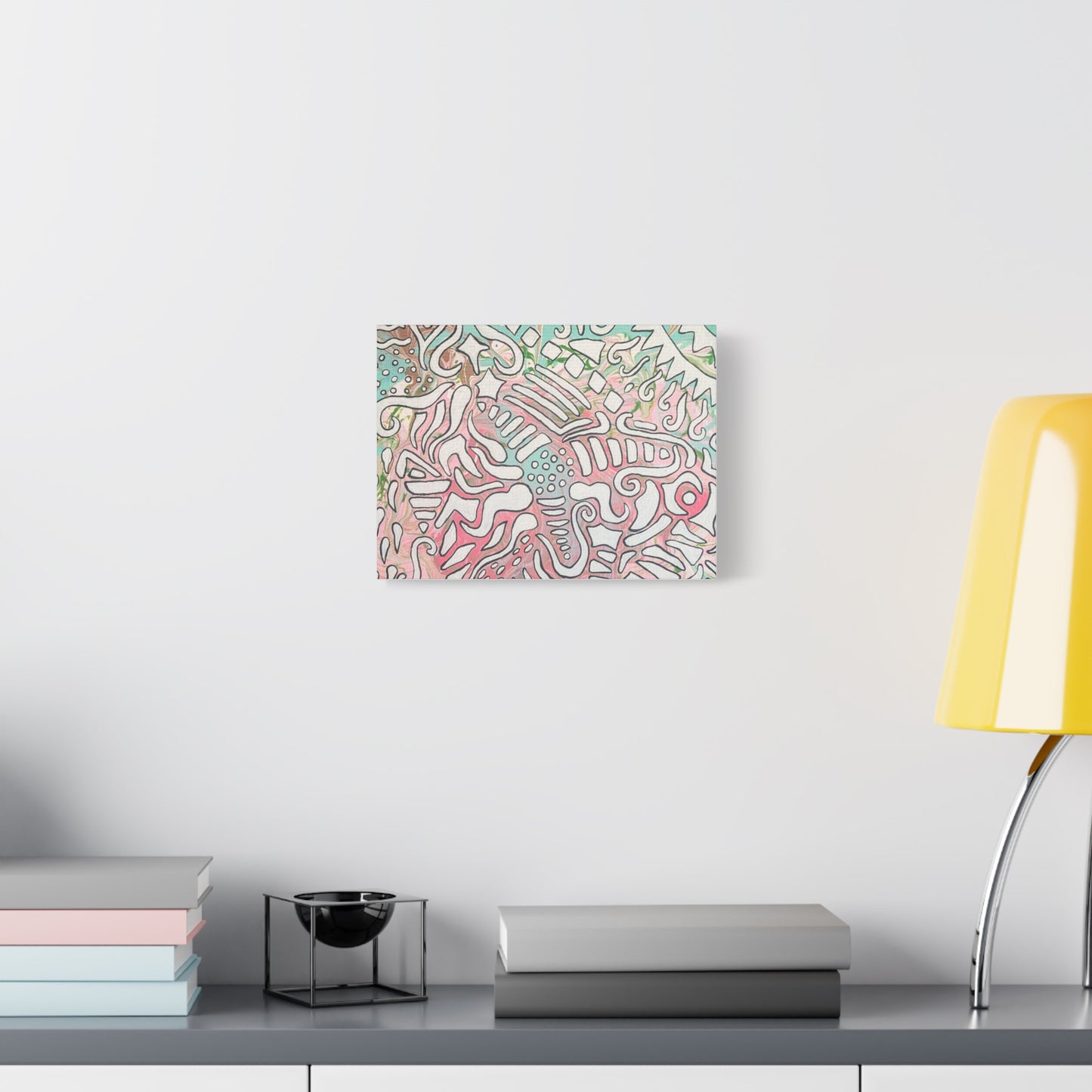Lisa© by Brandy Young - Abstract Pastel Doodle Canvas Print – Pink & Mint Stretched Wall Art