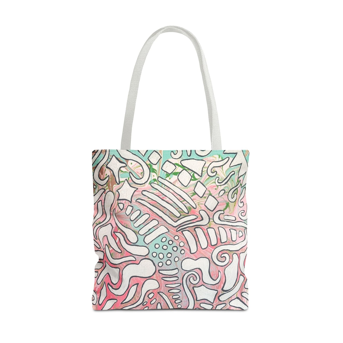 Abstract Coral Reef Pattern Tote Bag - Lisa© by Brandy Young — Pastel Ocean-Inspired All-Over Print