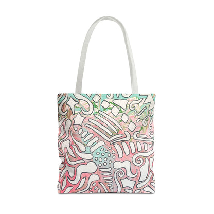 Abstract Coral Reef Pattern Tote Bag - Lisa© by Brandy Young — Pastel Ocean-Inspired All-Over Print