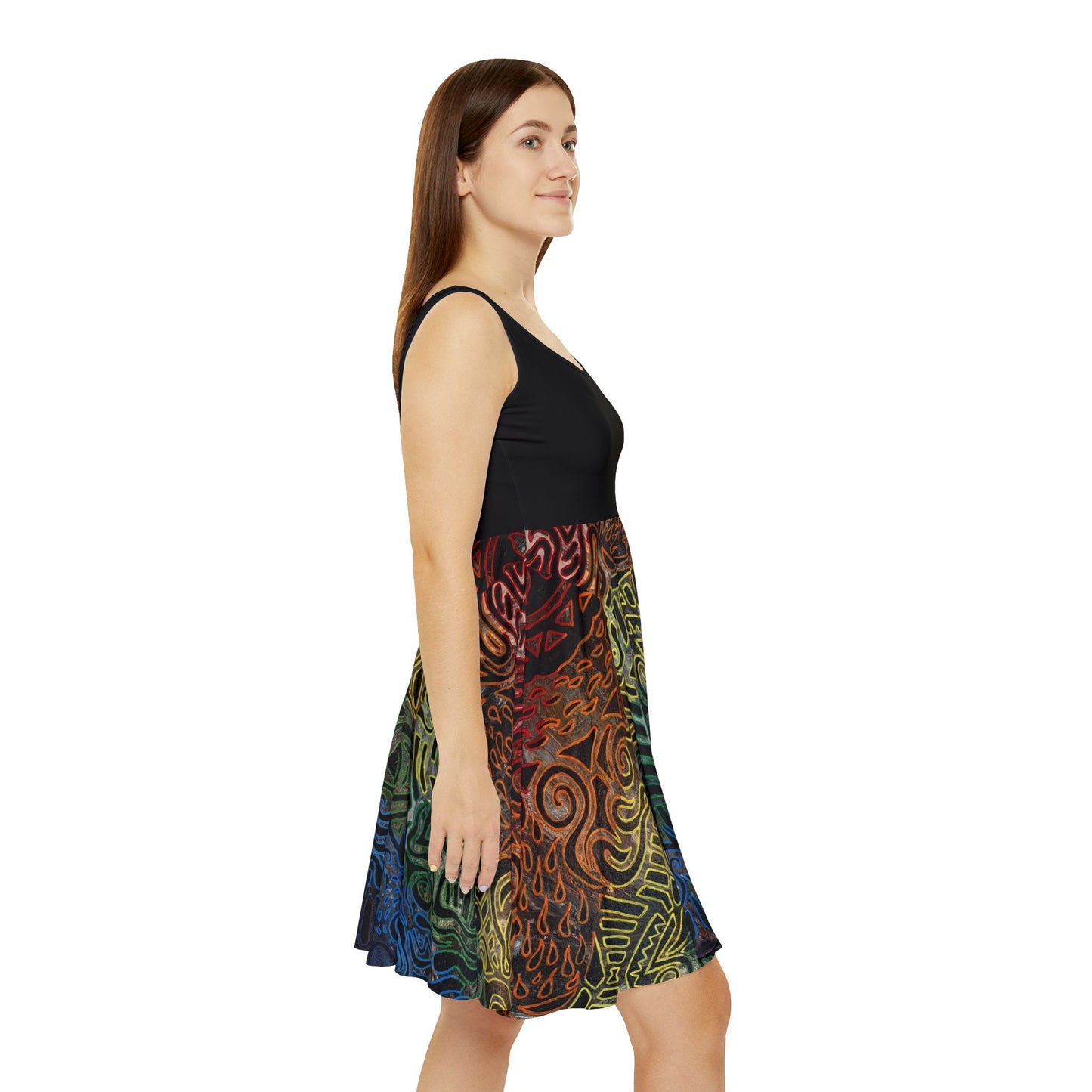 Tribal Rainbow Skater Dress - Gabriella© by Brandy Young — Boho Aztec Print Dress