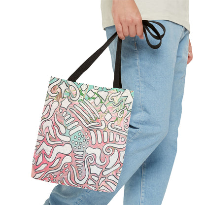 Abstract Coral Reef Pattern Tote Bag - Lisa© by Brandy Young — Pastel Ocean-Inspired All-Over Print