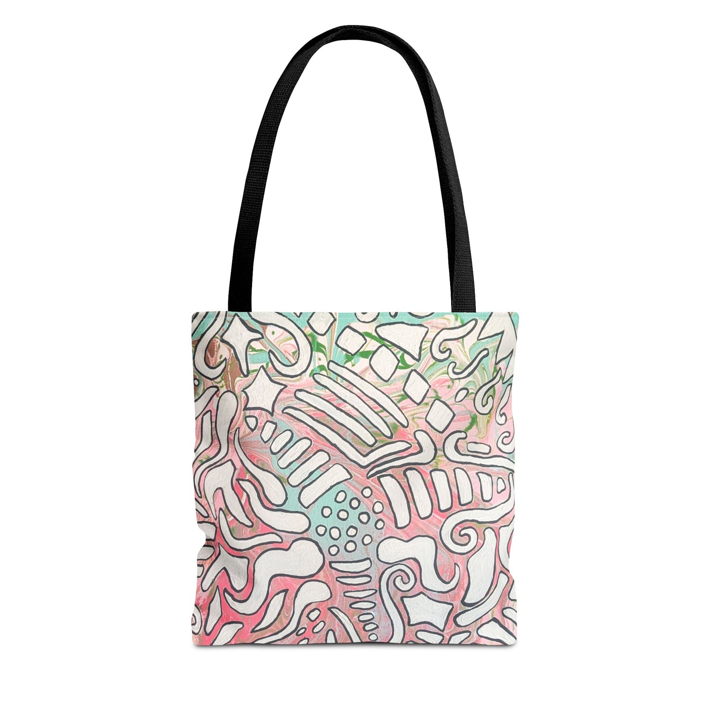 Abstract Coral Reef Pattern Tote Bag - Lisa© by Brandy Young — Pastel Ocean-Inspired All-Over Print