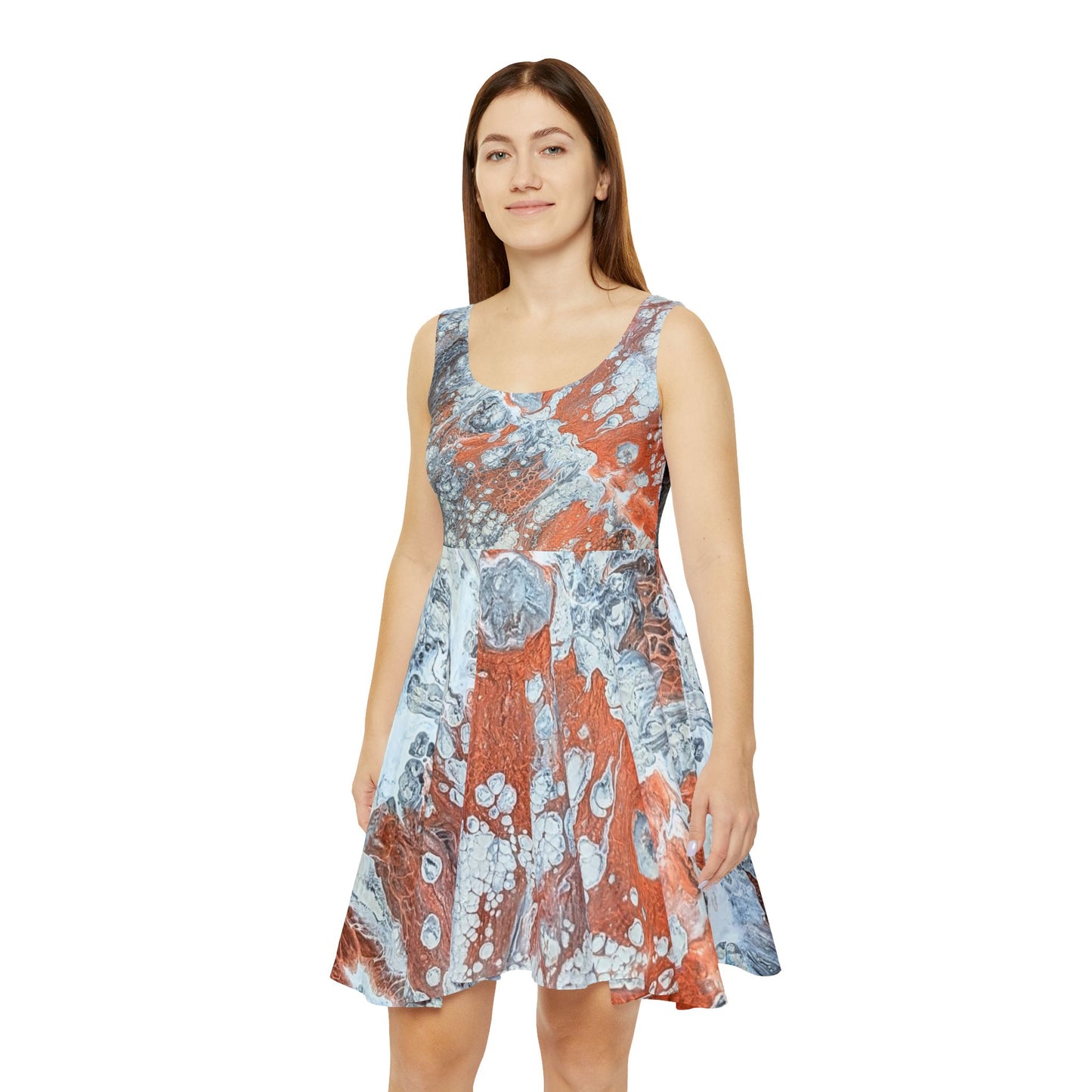 Abstract Bronze Marble Skater Dress - Diane© by Brandy Young  — Fluid Art All-Over Print