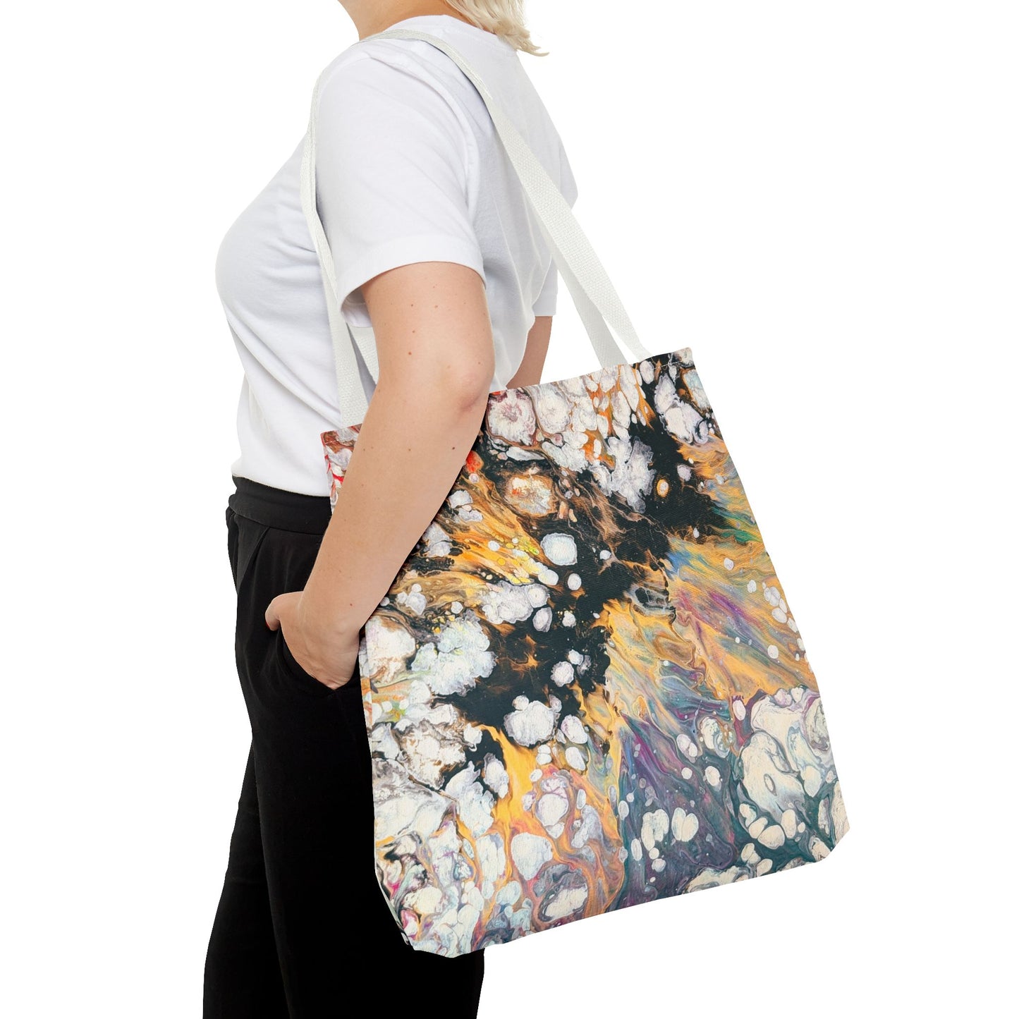 Abstract Fluid Art Tote Bag - Fire Clouds© by Brandy Young – Colorful Marble Splash All-Over Print