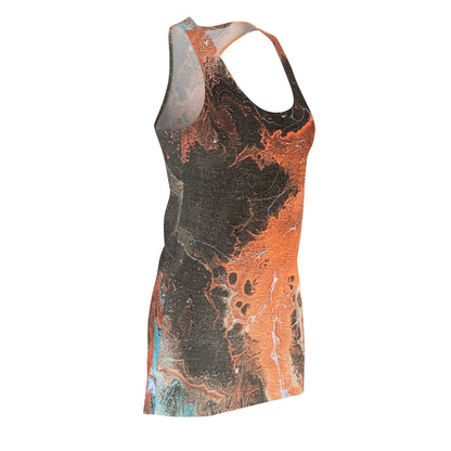 Abstract Rust & Black Marble Racerback Dress