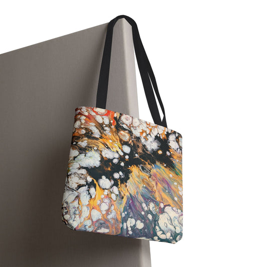Abstract Fluid Art Tote Bag - Fire Clouds© by Brandy Young – Colorful Marble Splash All-Over Print