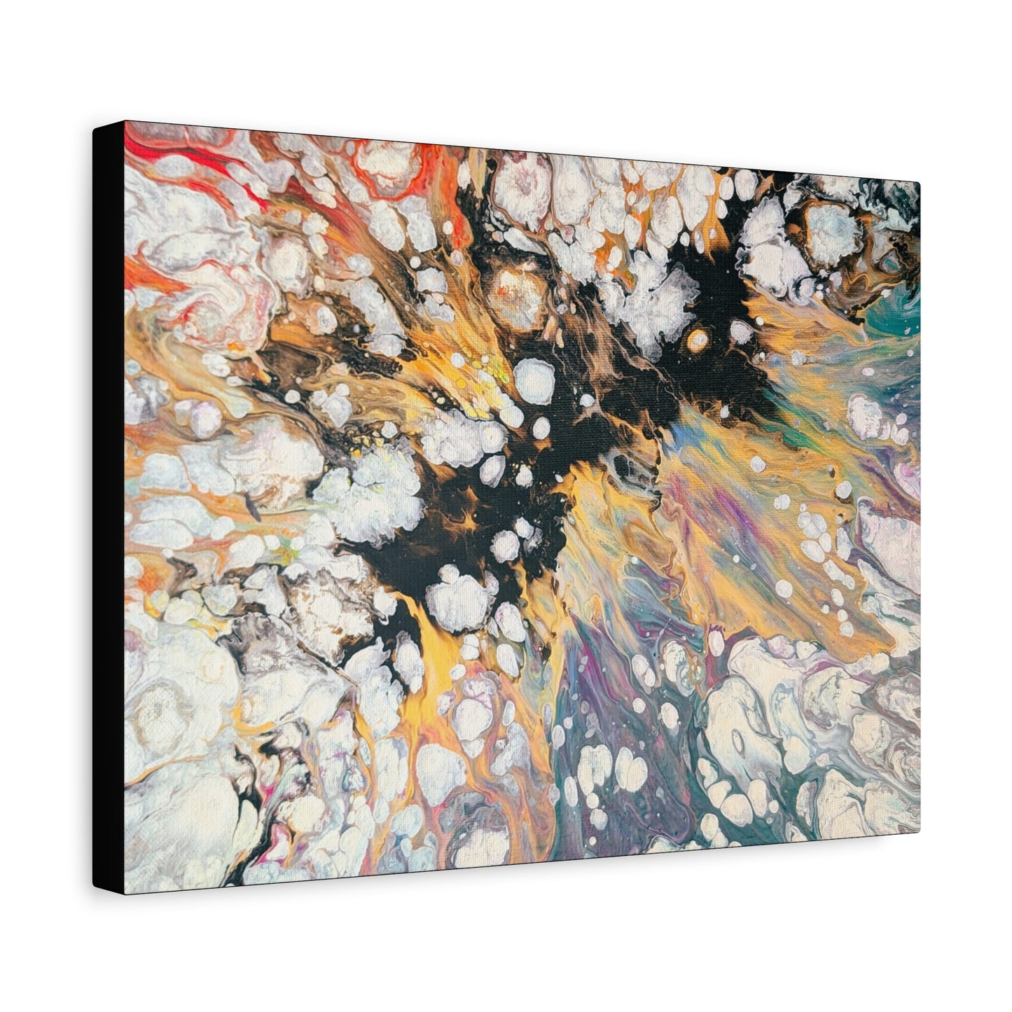 Fire Clouds© by Brandy Young - Abstract Fluid Art Canvas Print – Colorful Marble Swirl Matte Stretched Wall Art