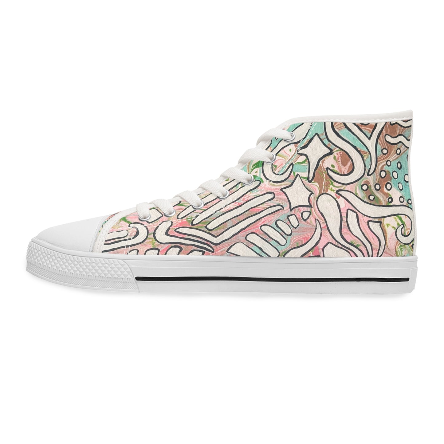 Floral Pastel Doodle High-Top Sneakers  - Lisa© by Brandy Young— Artistic Casual Shoes