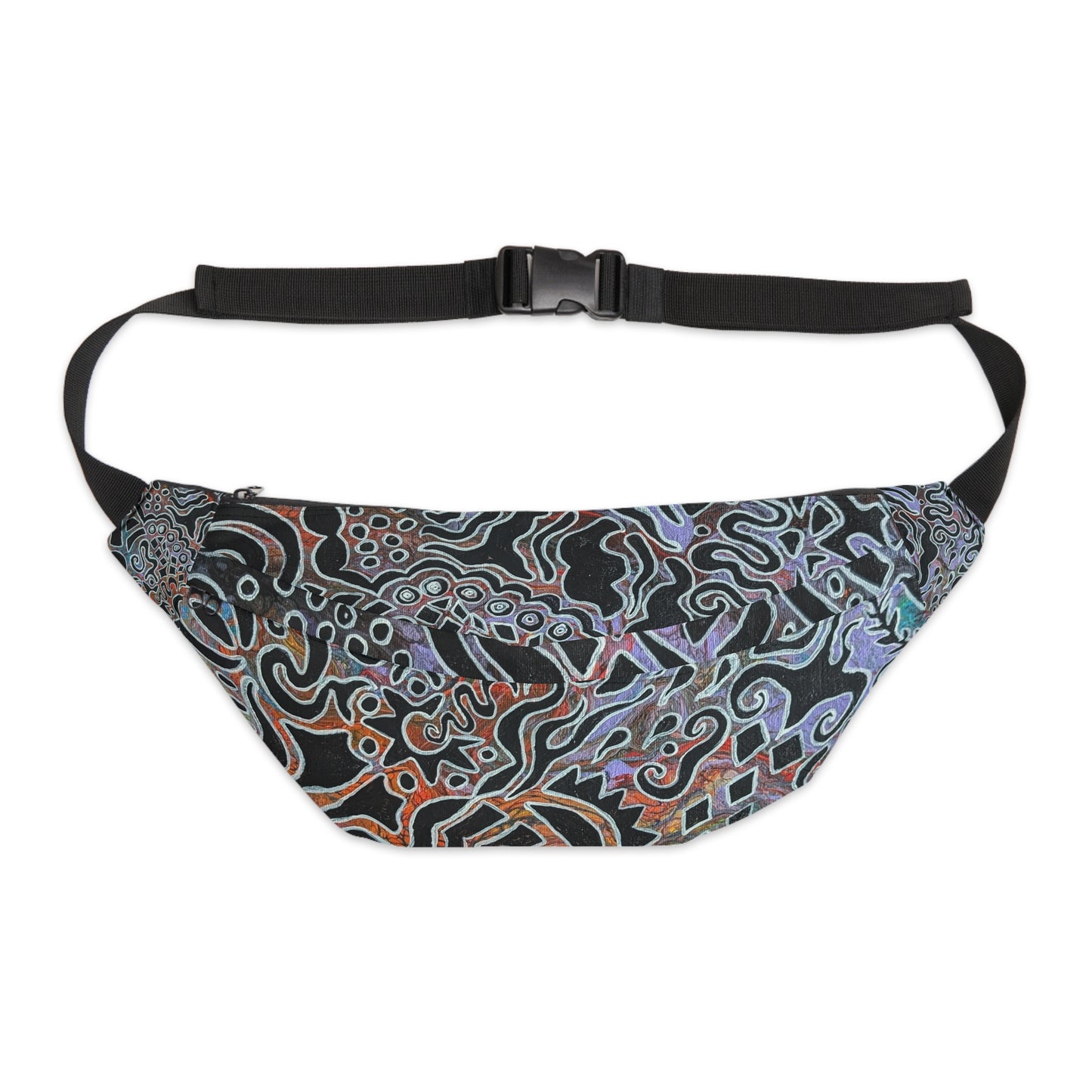 Large Fanny Pack - Delores© by Brandy Young— Abstract Tribal Swirl Waist Bag