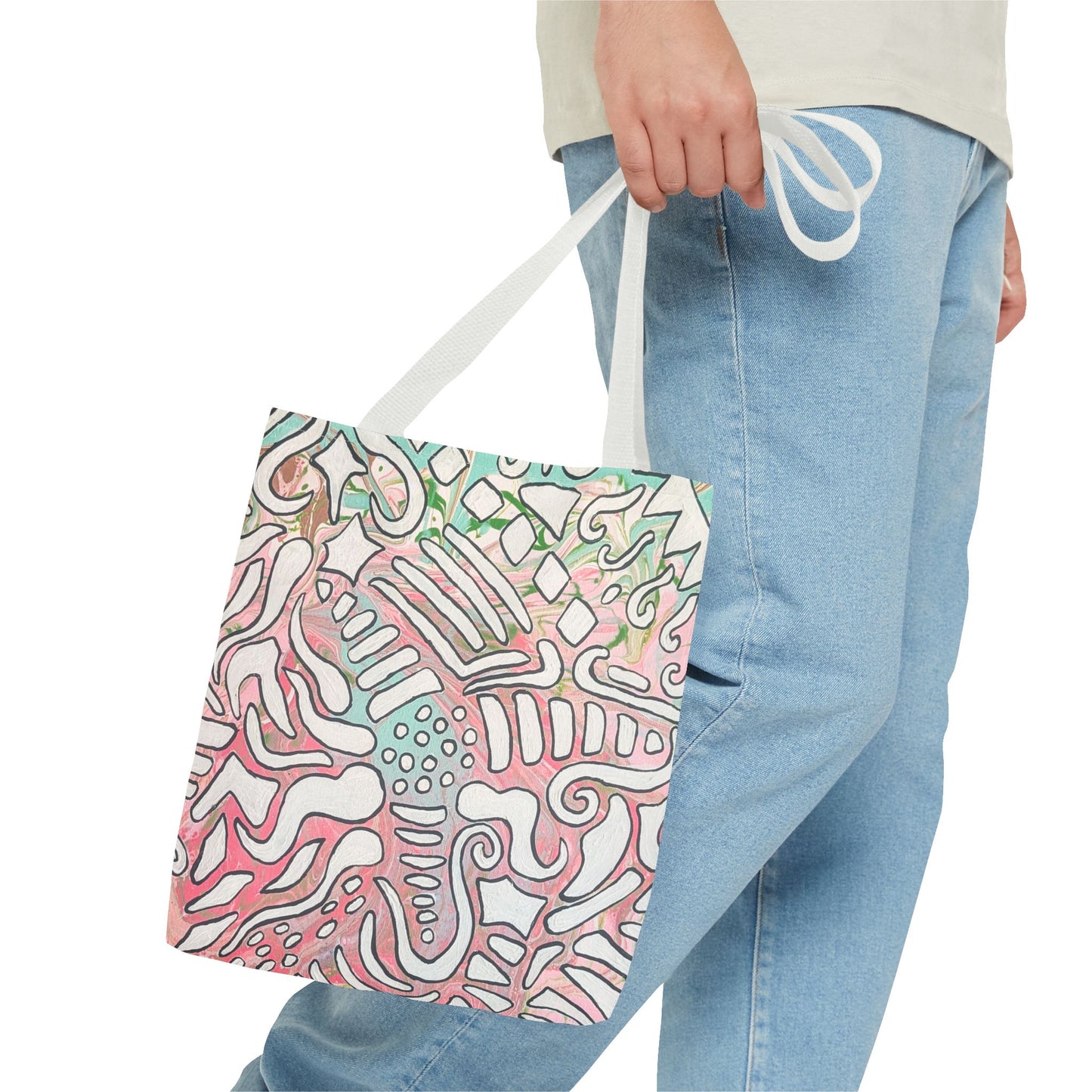 Abstract Coral Reef Pattern Tote Bag - Lisa© by Brandy Young — Pastel Ocean-Inspired All-Over Print