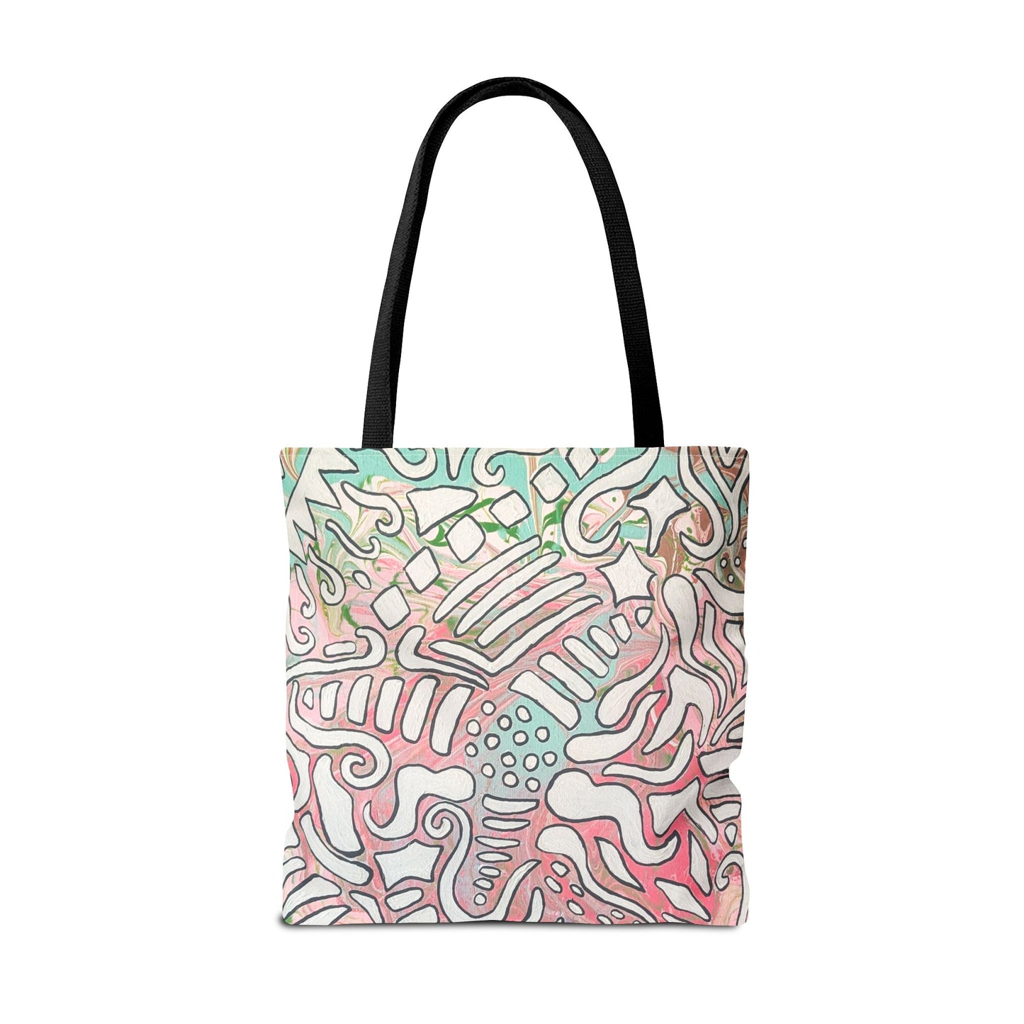 Abstract Coral Reef Pattern Tote Bag - Lisa© by Brandy Young — Pastel Ocean-Inspired All-Over Print