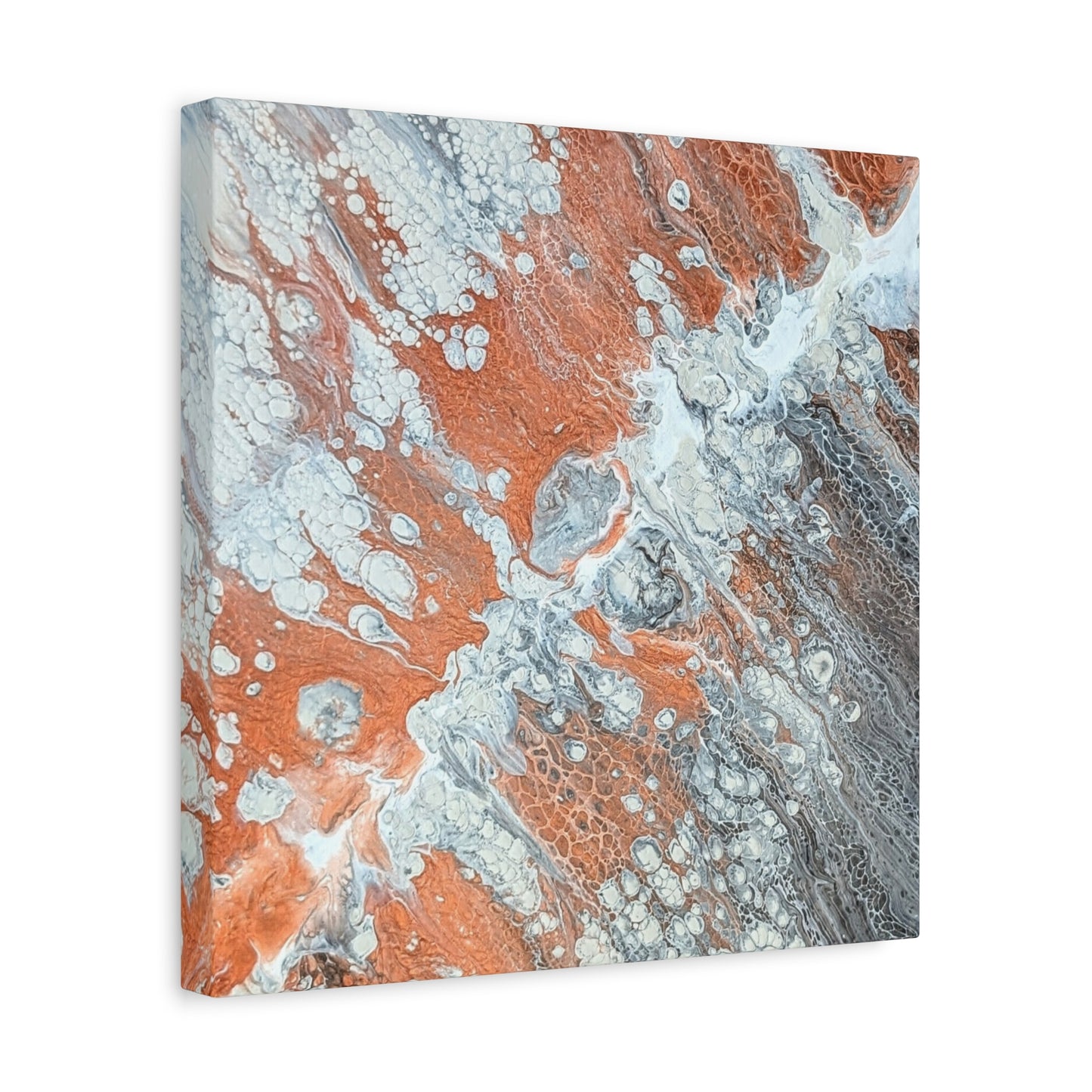 Diane© by Brandy Young - Abstract Copper & Silver Fluid Art Canvas — Modern Stretched Wall Art