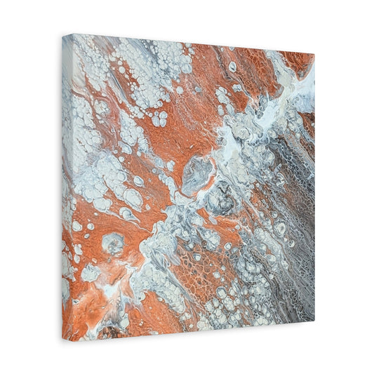 Diane© by Brandy Young - Abstract Copper & Silver Fluid Art Canvas — Modern Stretched Wall Art