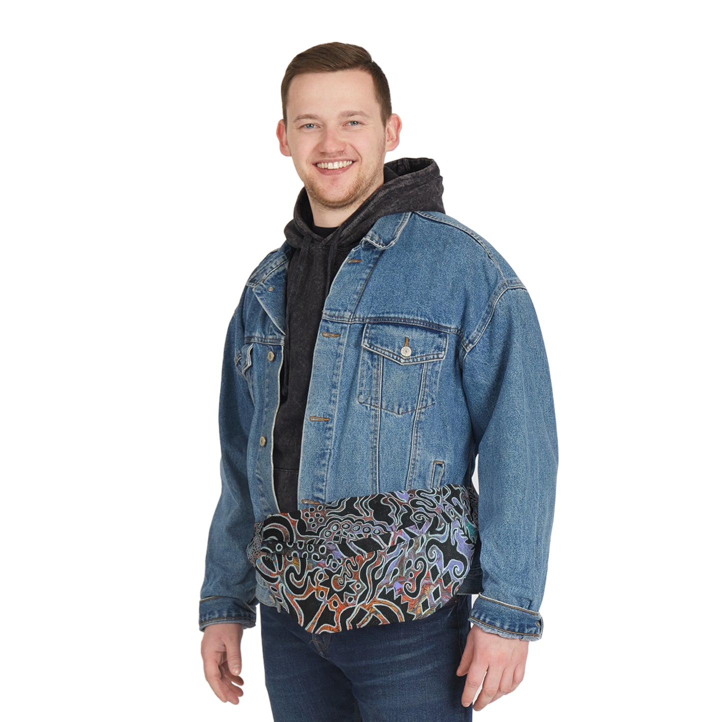 Large Fanny Pack - Delores© by Brandy Young— Abstract Tribal Swirl Waist Bag