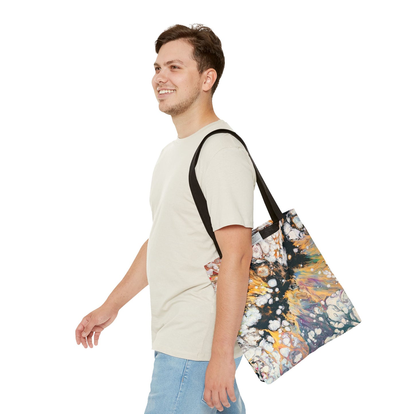 Abstract Fluid Art Tote Bag - Fire Clouds© by Brandy Young – Colorful Marble Splash All-Over Print