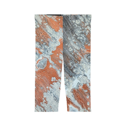 Abstract Marble Capri Leggings - Diane© by Brandy Young — Bronze and Silver Fluid Art Print