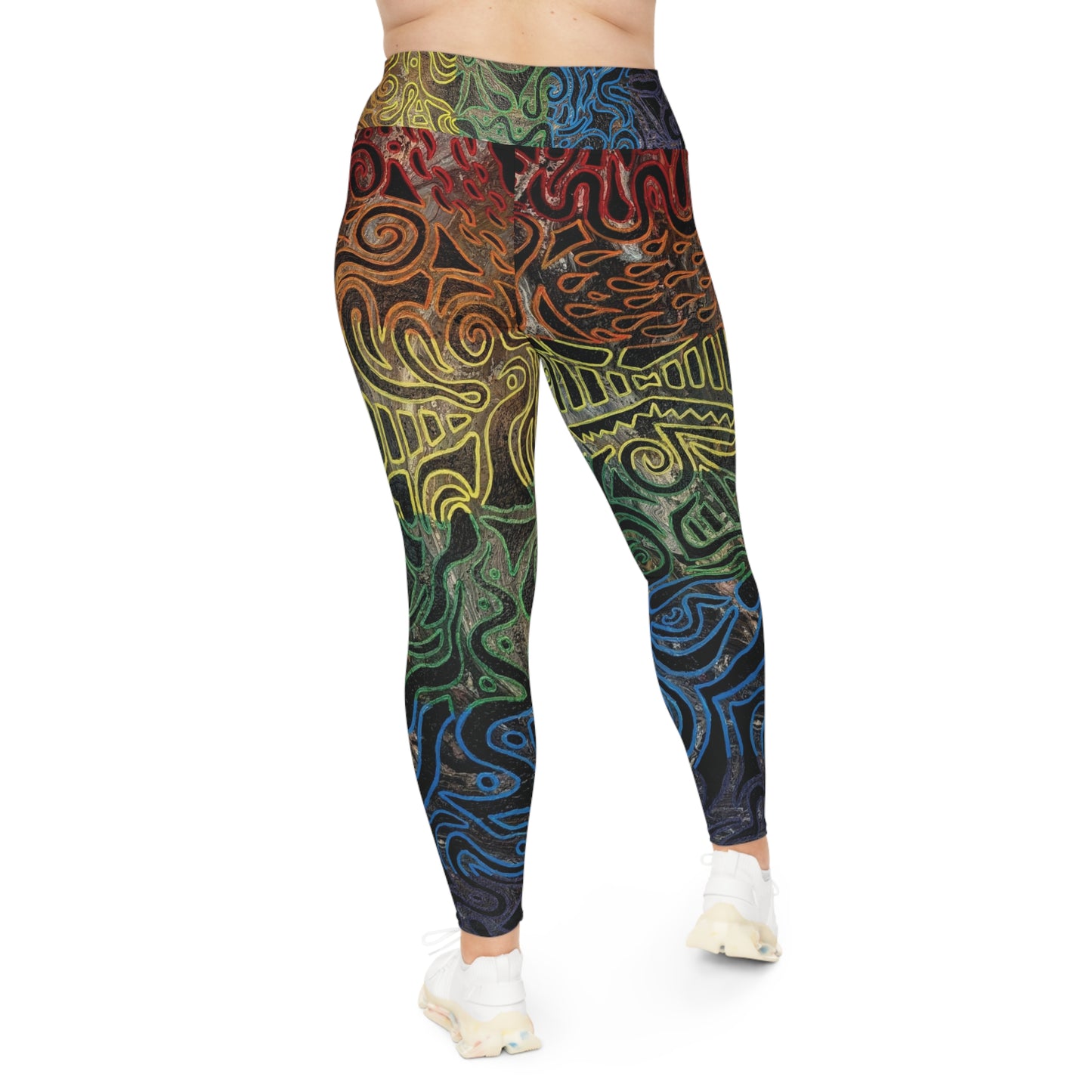Plus Size Leggings — Gabriella© by Brandy Young -  Colorful Tribal Swirl All-Over Print
