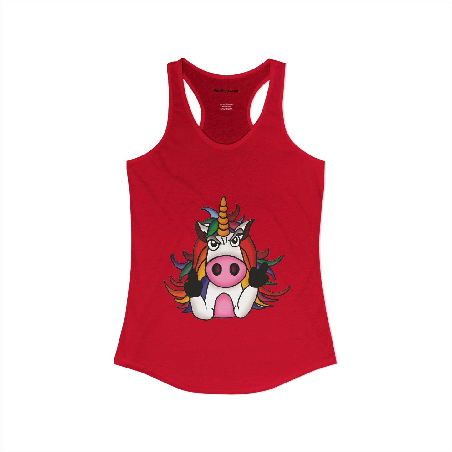 Magically Over It - Unicorn Giving the Finger - Ideal Racerback Tank