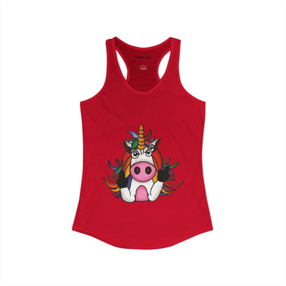 Magically Over It - Unicorn Giving the Finger - Ideal Racerback Tank