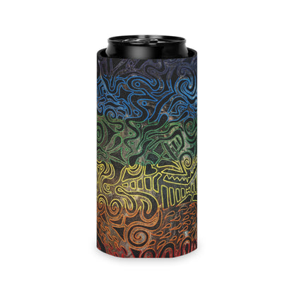 Can Cooler - Gabriella© by Brandy Young — Rainbow Tribal Swirl Neoprene Koozie