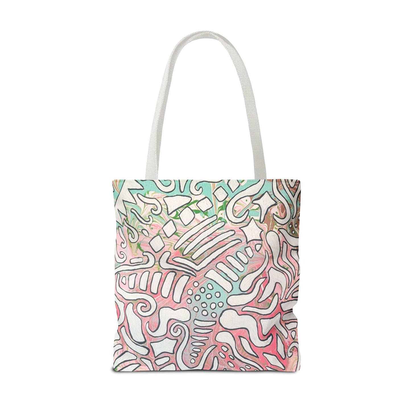 Abstract Coral Reef Pattern Tote Bag - Lisa© by Brandy Young — Pastel Ocean-Inspired All-Over Print