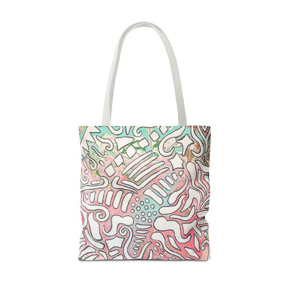 Abstract Coral Reef Pattern Tote Bag - Lisa© by Brandy Young — Pastel Ocean-Inspired All-Over Print