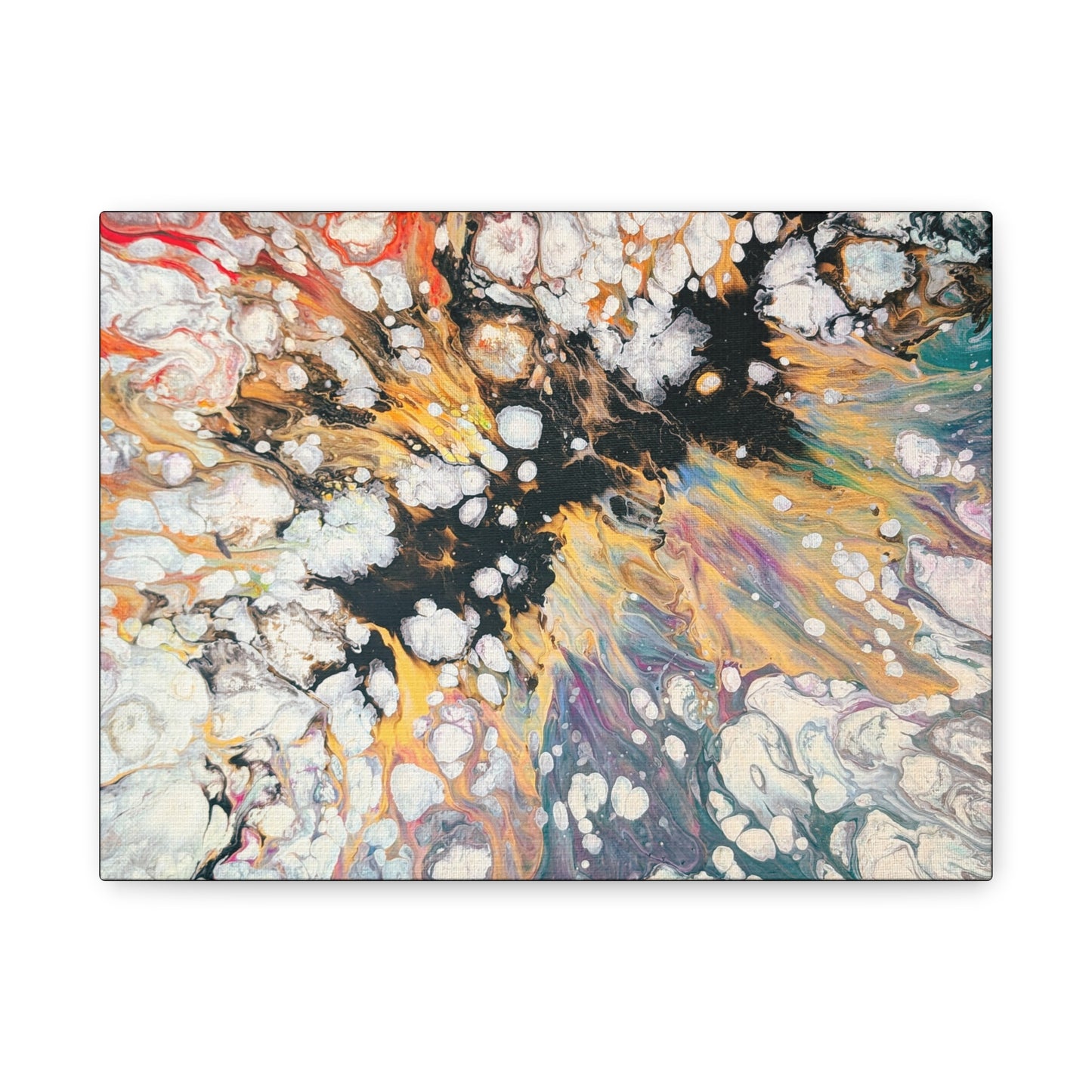 Fire Clouds© by Brandy Young - Abstract Fluid Art Canvas Print – Colorful Marble Swirl Matte Stretched Wall Art