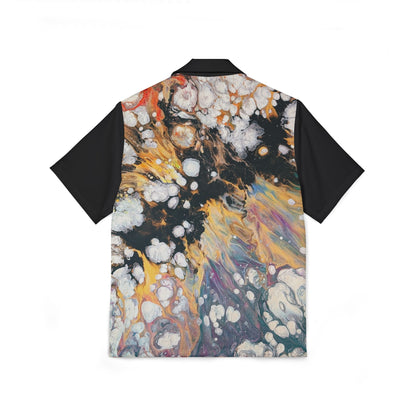 Abstract Acrylic Flow Hawaiian Shirt - Fire Clouds© by Brandy Young— Camp Shirt, Colorful Swirl Beach Button-Up
